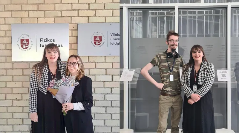 Su studentais Ugne Šilingaite ir Jorūnu Dobilu po bakalauro baigiamųjų darbų gynimų